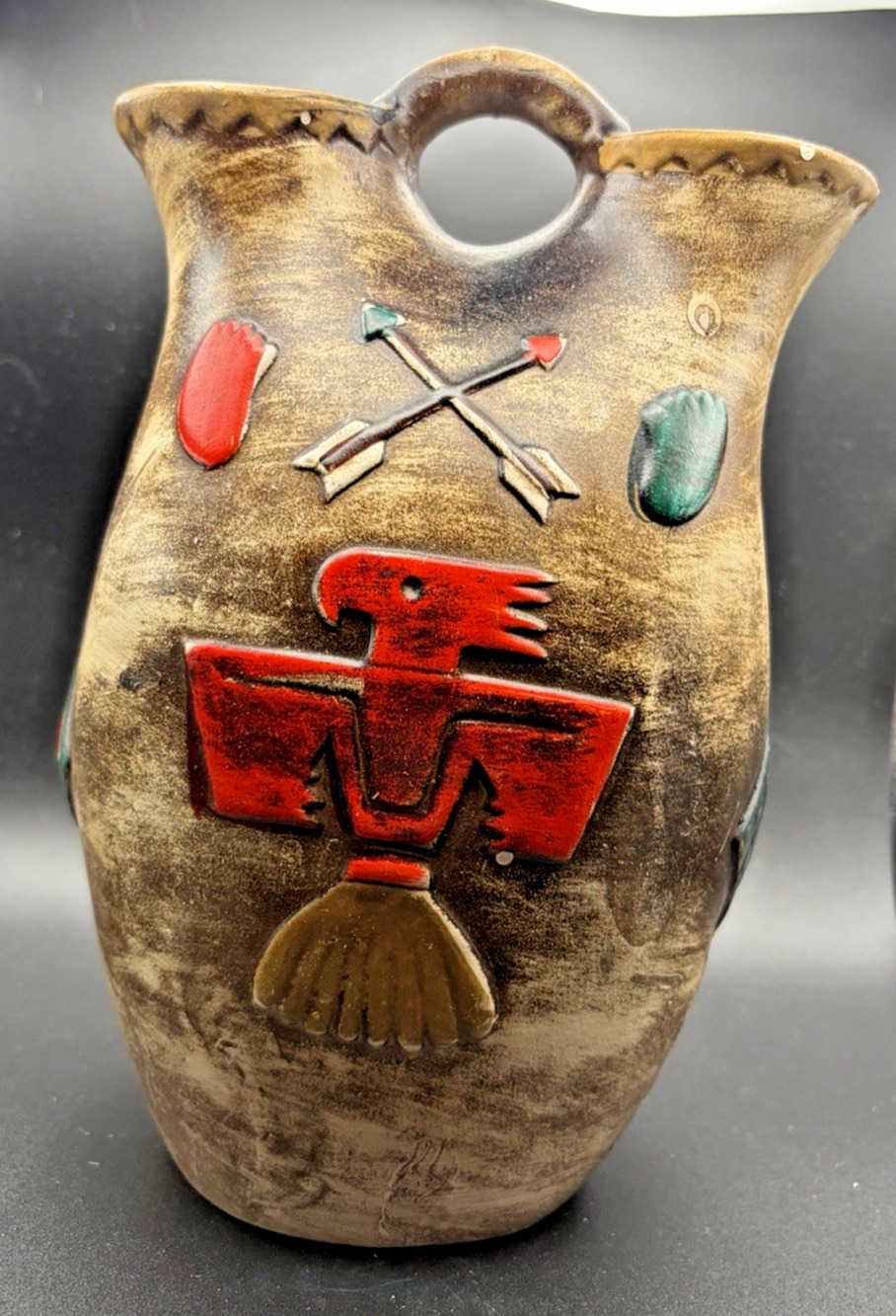Vintage Native Southwest Style Wedding Vase with Thunderbird & Crossed Arrows